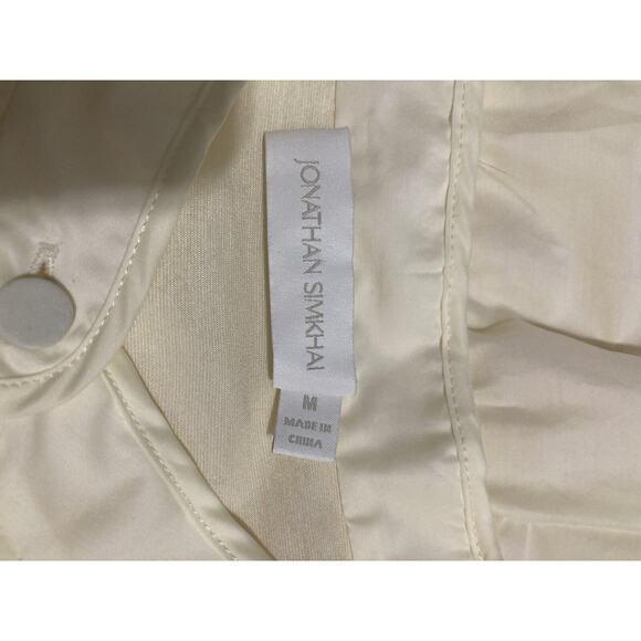 JONATHAN SIMKHAI Ivory Cotton Tiered Sleeveless Mock Neck Midi Tent Dress Size M - Picture 4 of 5